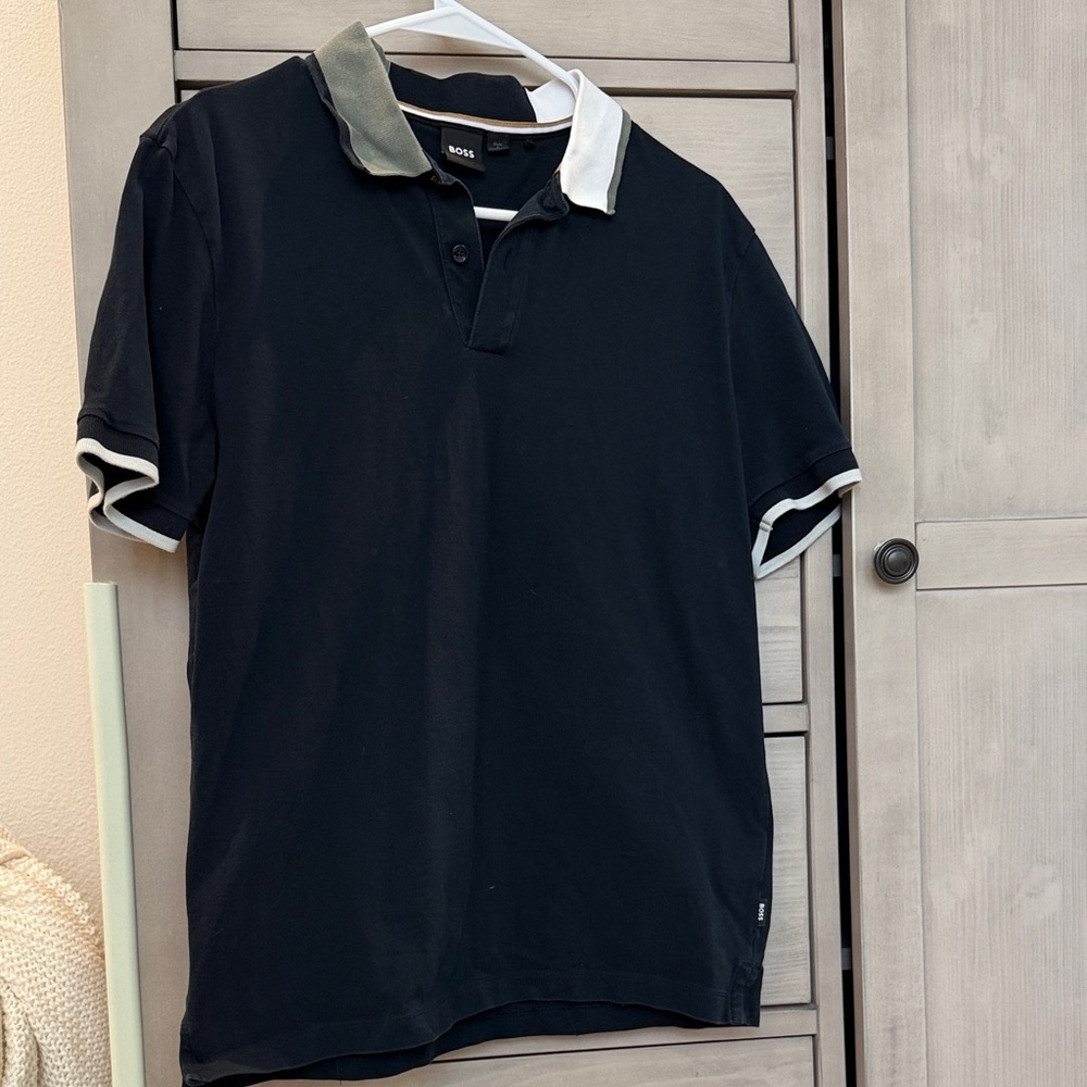 Boss Black Polo with Green and White Accents